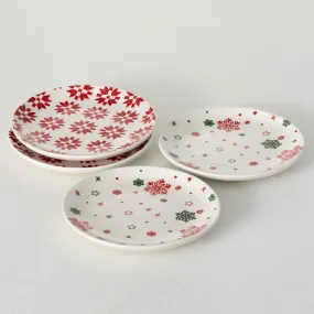 8" Sullivans Quilt-Patterned Snack Plates - Set of 4, Multicolored