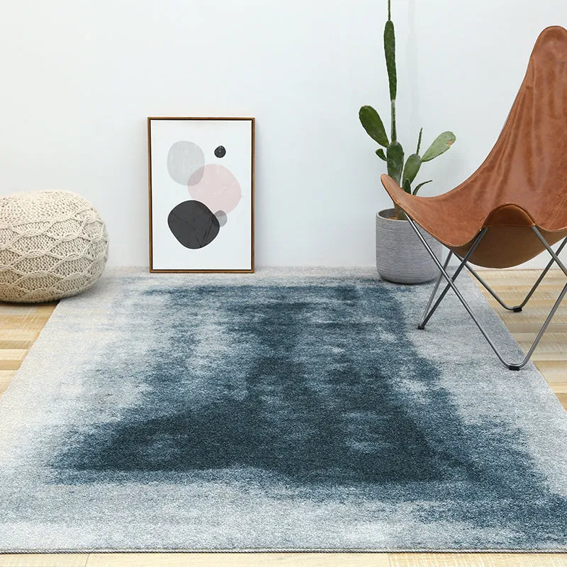 Abstract Blue and Grey Rug