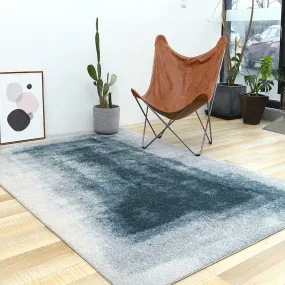 Abstract Blue and Grey Rug