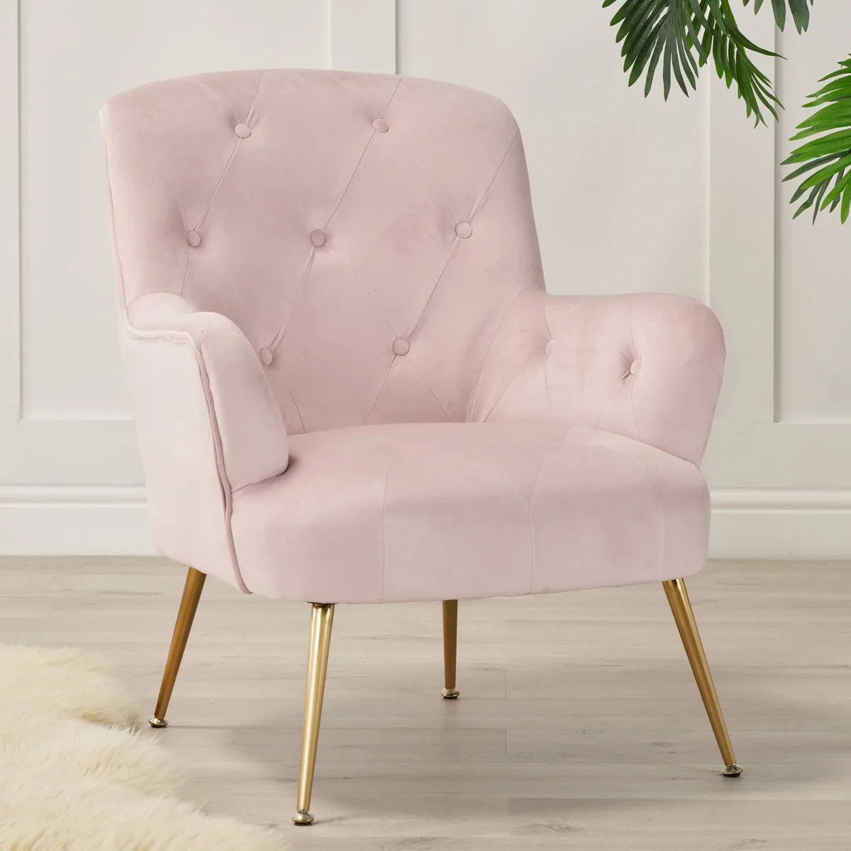 Aria Plush Velvet Buttoned Back Accent Chair