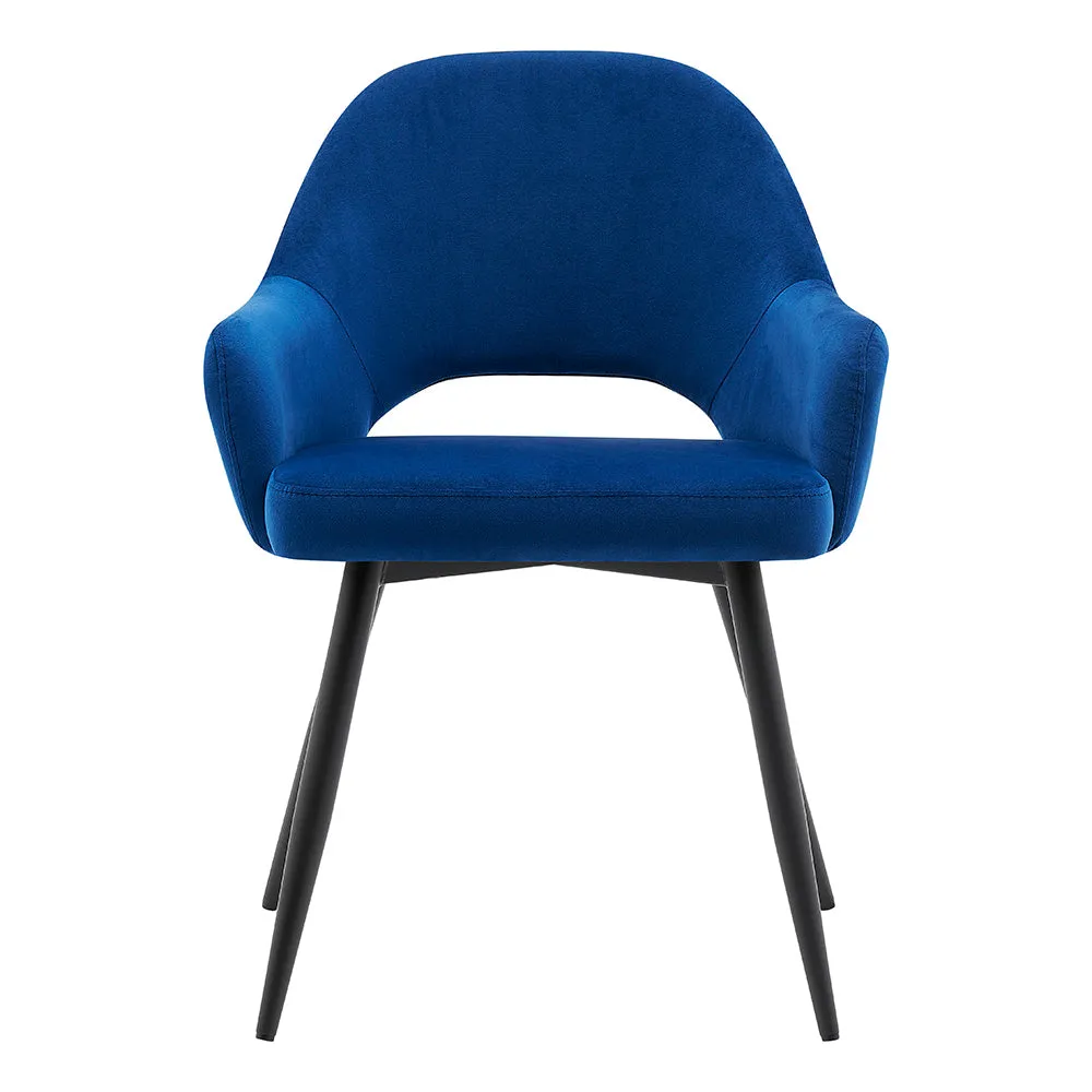 Belvoir Velvet Dining Chair with Metal Legs (Blue Velvet)