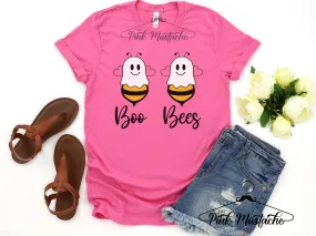 Boo Bees Funny Halloween October Breast Cancer Awareness Tee