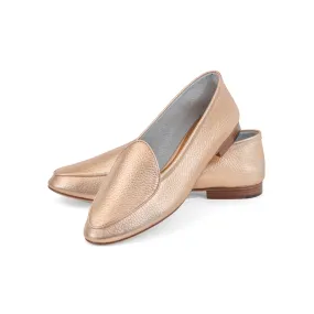 Claudia Loafer in Metallic Rose Gold Leather