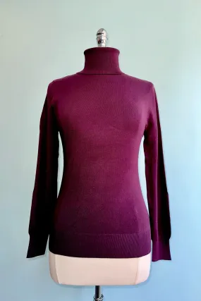 Dark Purple Long Sleeve Turtleneck Sweater