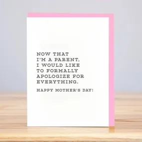 Formally Apologize Mother's Day Greeting Card