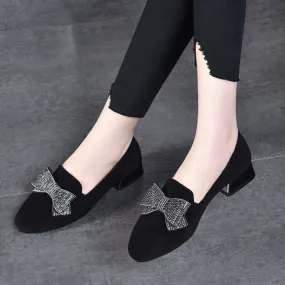 Frosted rhinestone comfortable low-heeled shoes