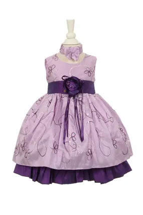 Girls Toddler Flower Wedding Pageant Tan or Purple Party Dress