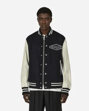 Gonz Wool Melton x Leather Jacket Navy / Off White