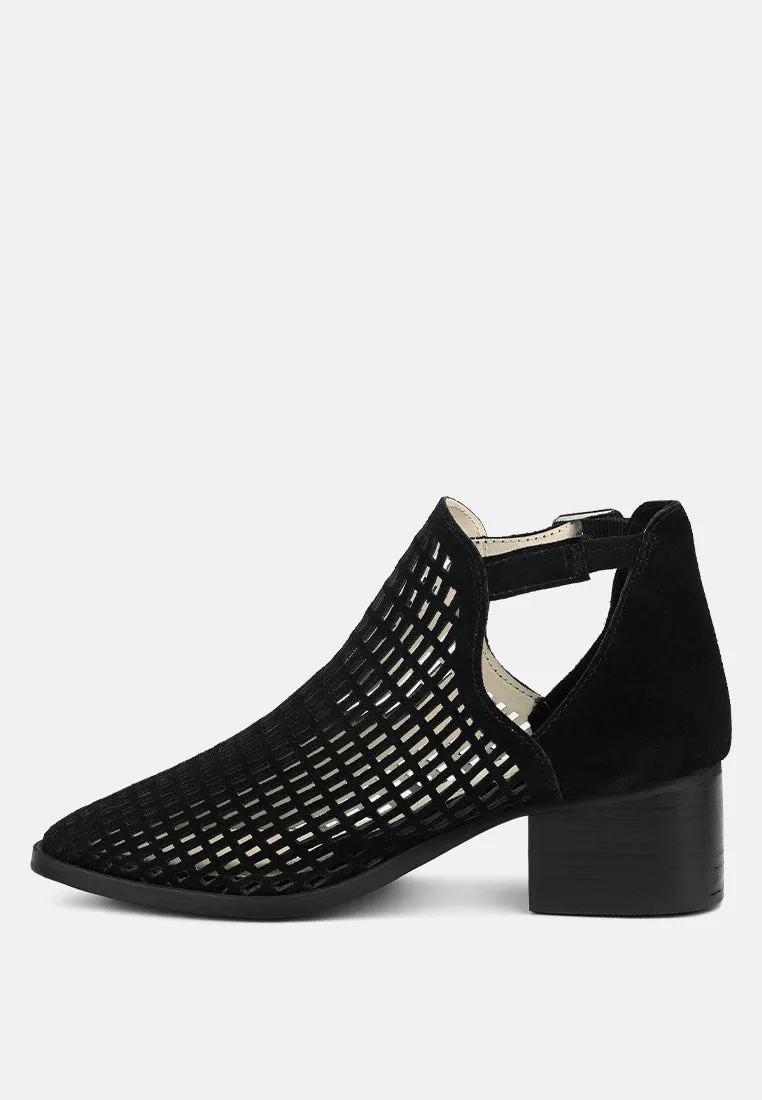 ROSALYN Black Block Heeled Cut-Out Sandal