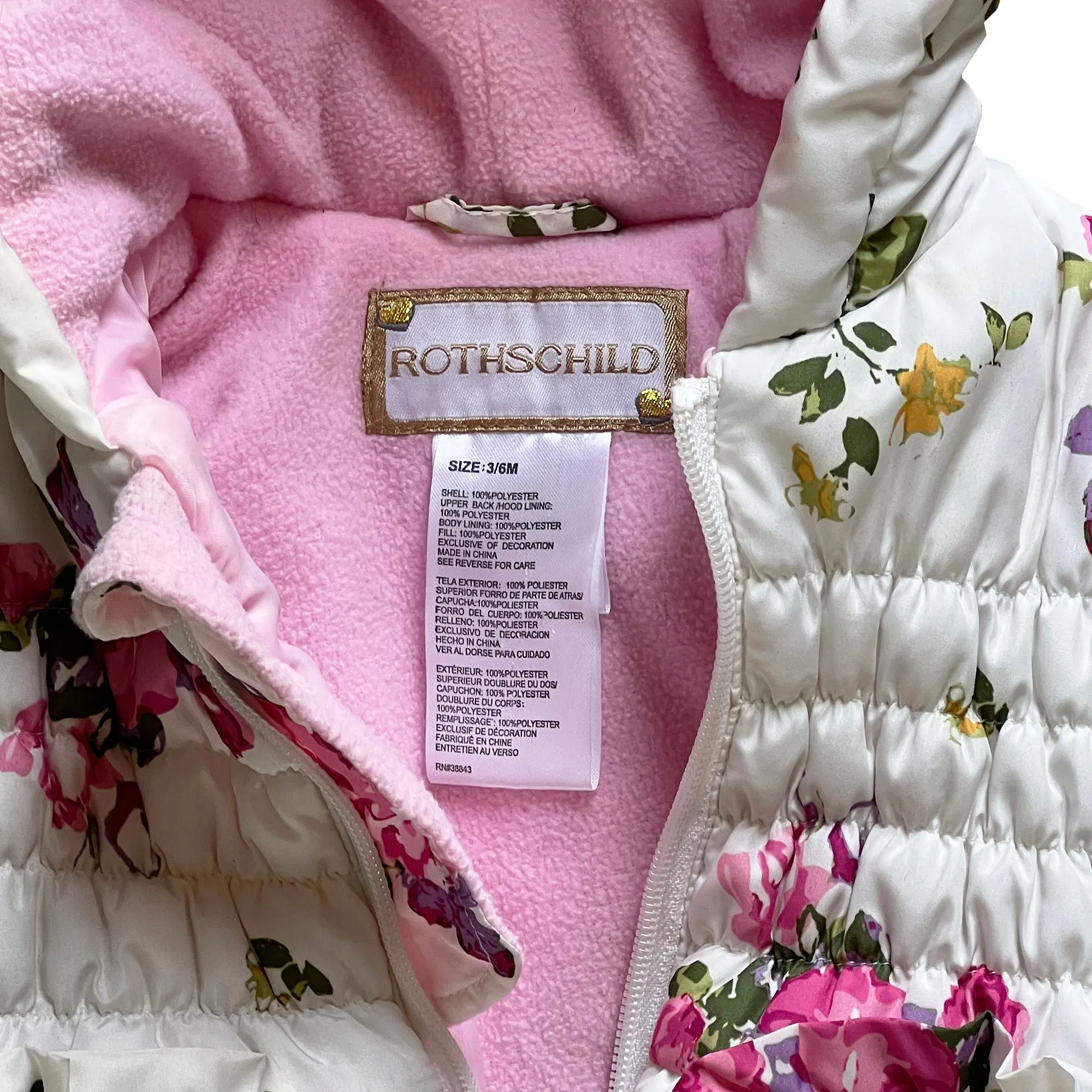 Rothschild Floral Winter Snowsuit for Infant Baby Girl 3M-6M